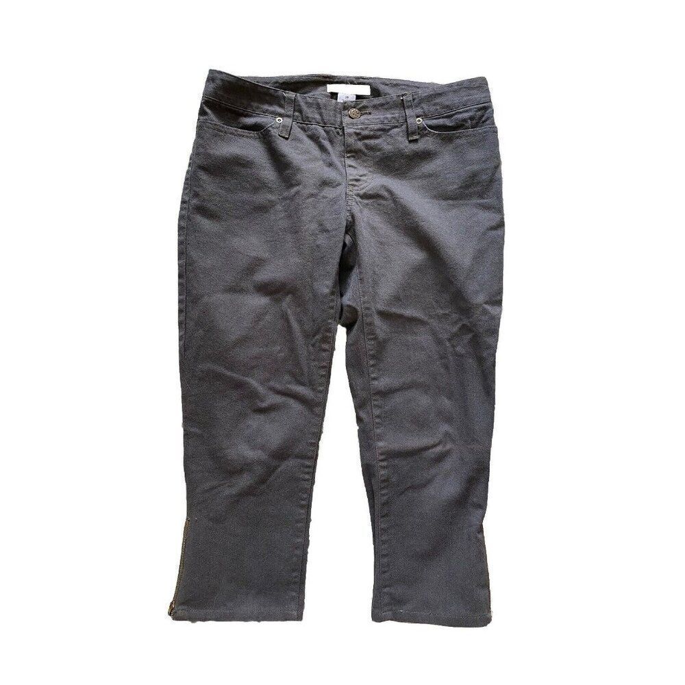 Martin Jeans Grey Cropped Denim 29 Zippered Slim Fit Gray